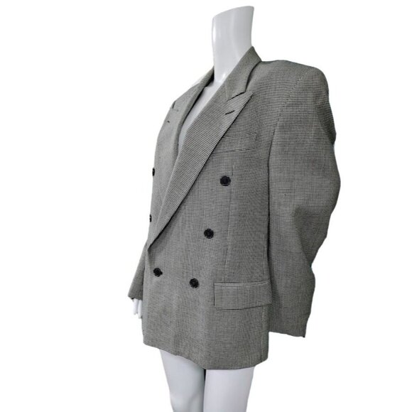 VTG Missoni Wool Long Sleeve Houndstooth Double Breasted Blazer White/Black 38 M - Picture 2 of 16